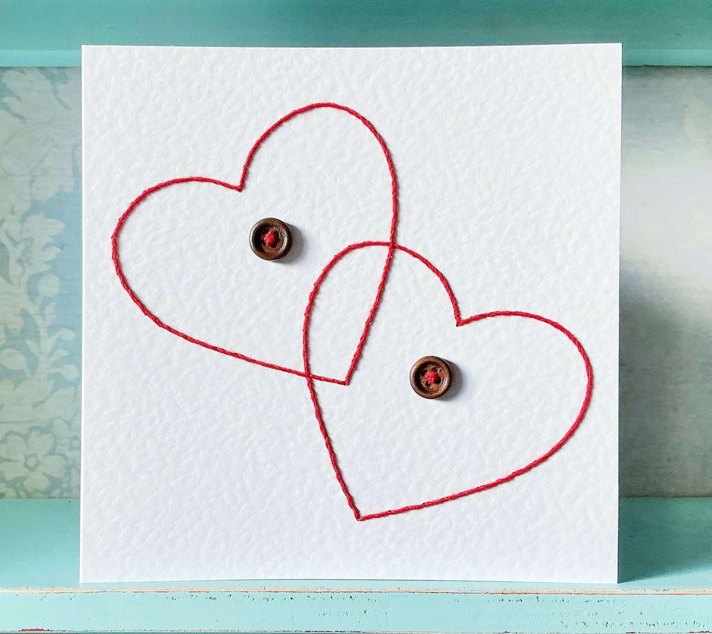 Hand Stitched Card. Handmade Card. Valentines Card. Valentine Card. Anniversary Card. Wedding Card. Blank Card. Heart Card.