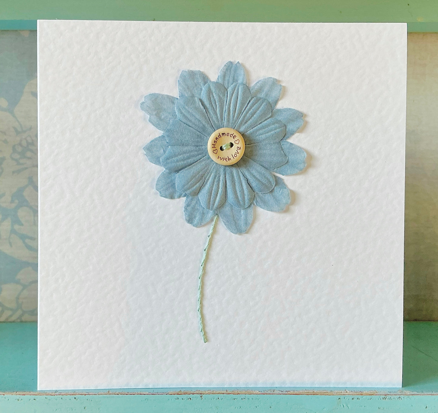 Hand Stitched Daisy Card. Valentines Card. Blank Card. Sympathy Card. Christening Card. Birthday Card. Handmade Card.