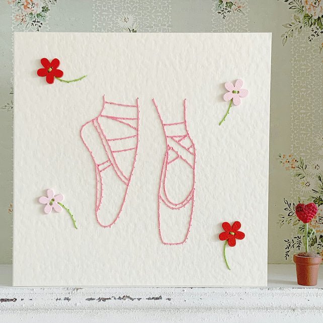 Ballet Card. Hand Sewn Card. Ballerina Card. Embroidered Card. Blank Card. - Heelan' Homestead Ltd.